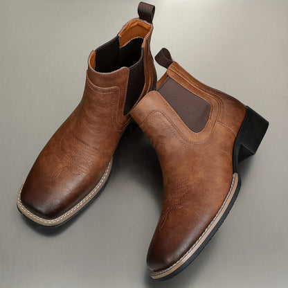 Herren Stiefeletten quadratische Zehenpartie mit Ziernähten Chelsea Boots