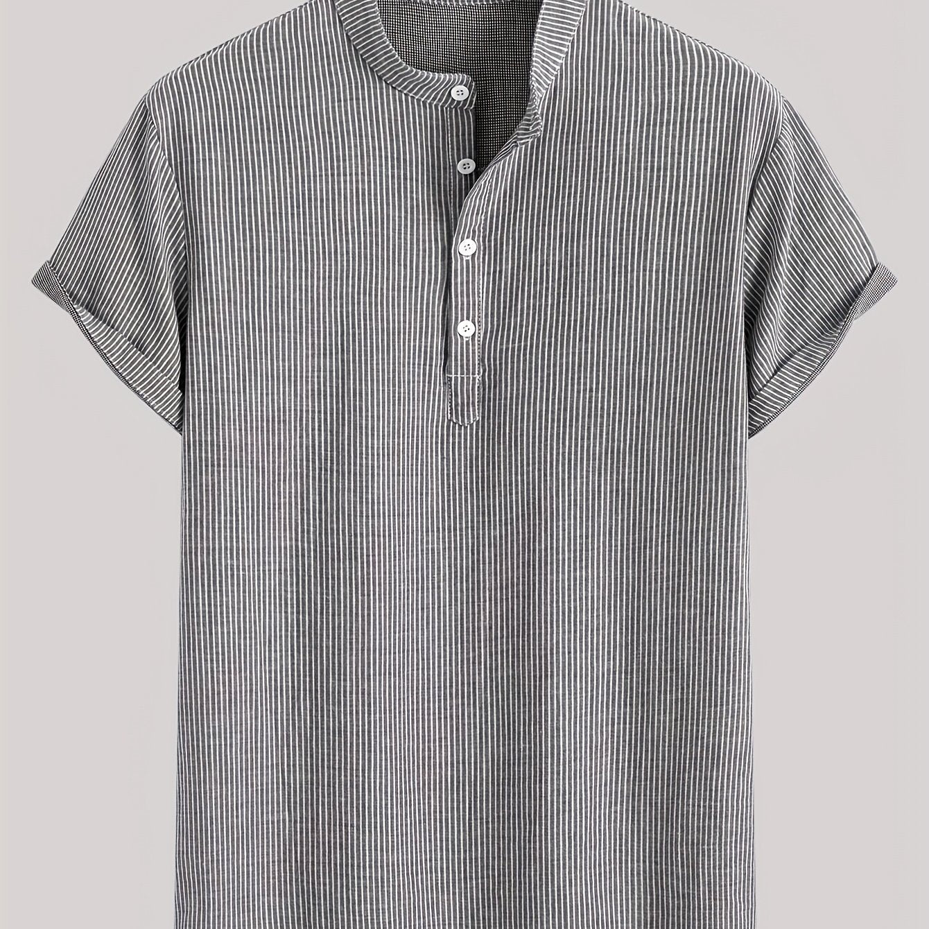 Herren Kurzarm-Henley mit Stehkragen und Streifen – Modernes Freizeitshirt für Alltag und Ausgehen