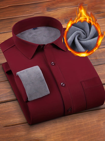 Herren Winterhemd Langarm mit Brusttasche und Fleecefutter