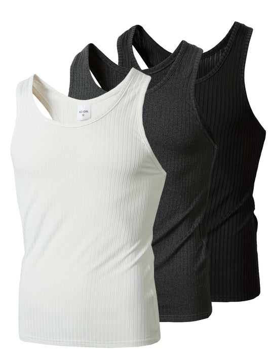 Herren Sport-Ripp-Tanktop 3er-Pack – Bequeme ärmellose Fitness-Oberteile für Training & Freizeit