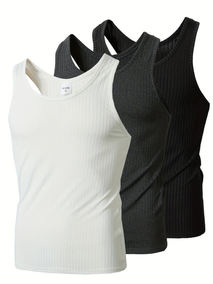 Herren Ripp Tanktop 3er Pack – Sportlicher Basic Fitness Style für Alltag und Training