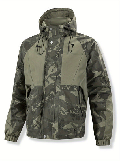 Herren Tarnmuster Jacke mit Kapuze – Grün Camouflage
