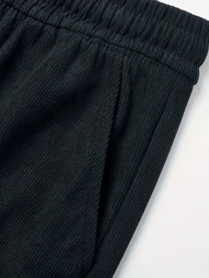 Cordhose Herren Winter warm gefüttert Jogginghose Schwarz
