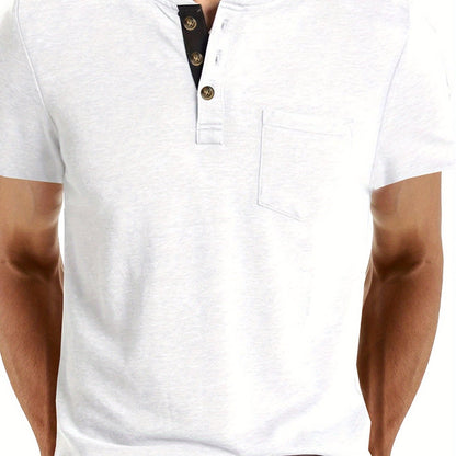 Herren Henley T-Shirt mit Knopfleiste und Brusttasche – Freizeitstil für Alltag und Wochenende
