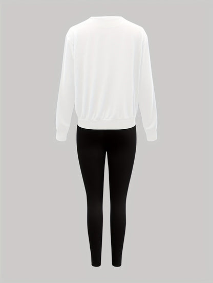 Damen Set: Pullover & Leggings mit 'New York Queens' Print, Rundhalsausschnitt