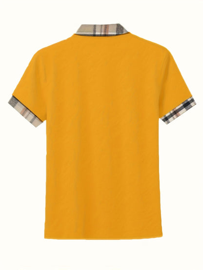 Damen Casual Poloshirt mit Reißverschlusskragen und Karodetails – Modisches Freizeitshirt für Alltag und Ausgehen