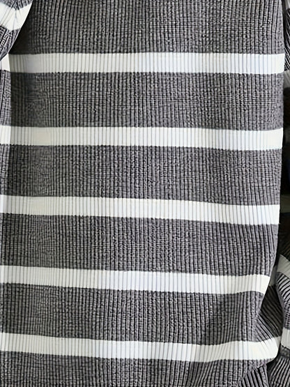 Herren Strickpullover mit Stehkragen und Reißverschluss – Gestreifter Casual Look für Herbst & Winter