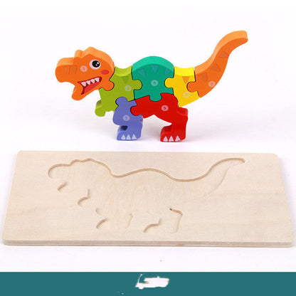Kinder 3D Dinosaurier Holzpuzzle Lernspielzeug – Pädagogisches Steckspiel für Jungen und Mädchen