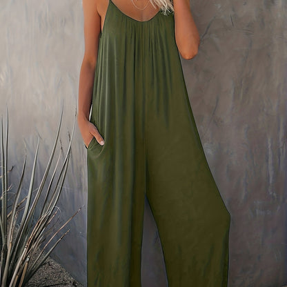 Damen Jumpsuit mit Spaghettiträgern – Lässiger Einteiler für Alltag und Urlaub