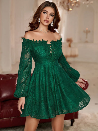 Damen Off-Shoulder Spitzenkleid Elegant für besondere Anlässe