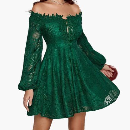 Damen Off-Shoulder Spitzenkleid Elegant für besondere Anlässe