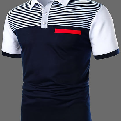 Herren Polo-Shirt Modern Gestreift mit Akzent-Detail für Freizeit & Business