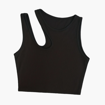 Damen Asymmetrisches Rib-Crop Top für Sommer, Modisches Streetwear Oberteil