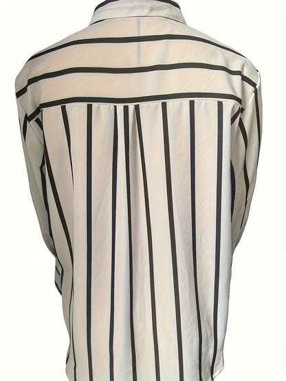 Damen Streifen-Hemdblusenkleid mit Gürtel und Flechtsandalen – Eleganter Casual-Look für Alltag und Freizeit