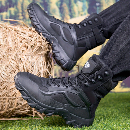 Taktische Stiefel Schwarz Hoch Robuste Outdoor-Schuhe Schnürverschluss