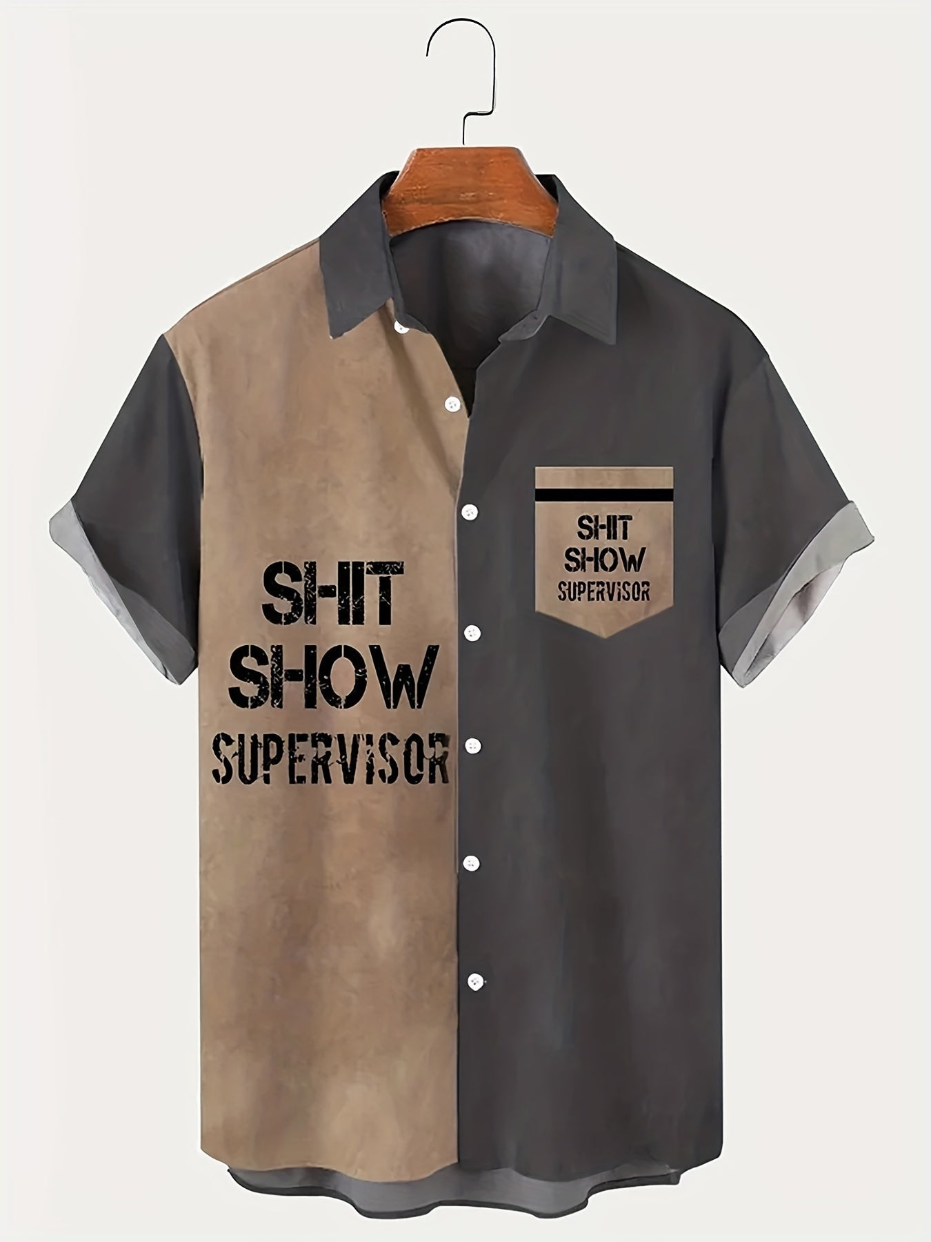 Herren Vintage Kurzarmhemd – Humorvolles „Shit Show Supervisor“ Statement, Freizeit & Party