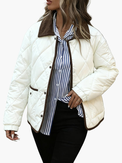 Damen Steppjacke im Vintage-Stil mit Taschen – Elegante Übergangsjacke für Alltag und Freizeit