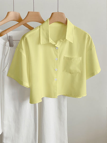 Damen Kurzarm Bluse im modernen Cropped-Look – Lässig & vielseitig kombinierbar