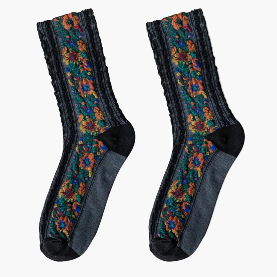 Damen Socken mit Blumenmuster Jacquard – Modisch & Bequem für Alltag und Freizeit