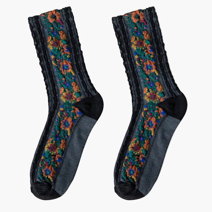 Damen Socken mit Blumenmuster Jacquard – Modisch & Bequem für Alltag und Freizeit
