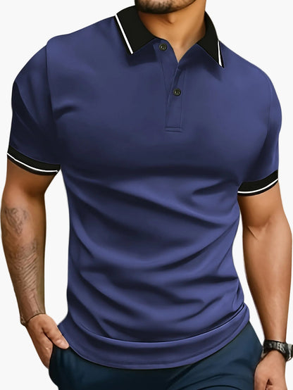 Herren Poloshirt Casual Modern mit Kontrastkragen und Knopfleiste – Stilvolles Freizeitshirt für Alltag und Sport