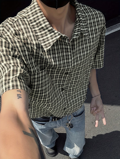 Herren Kurzarm Karo Freizeithemd mit lockerem Schnitt – Moderner Streetstyle für Alltag und Freizeit