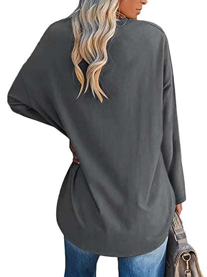Damen Langarmshirt Oversize mit Katzenmotiv und Pfotenabdruck Rundhalsausschnitt Freizeitshirt