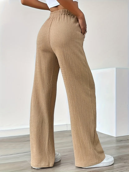 Damen Freizeithose mit weitem Bein und Knopfdetails – Bequeme Lounge- und Streetwear