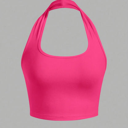 Damen Halter Neck Backless Crop Top – Modisches Sommer Basic für Freizeit & Streetwear
