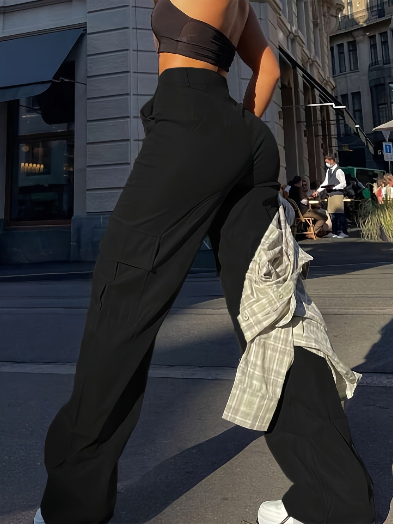 Damen Y2K Cargo-Hose mit weitem Bein – Streetstyle für Alltag und Freizeit
