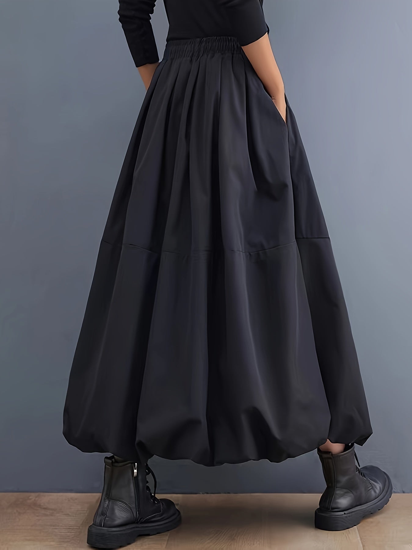 Damen Ballonrock Maxi Elegant mit Taschen – Weit, Modern, Alltag & Freizeit