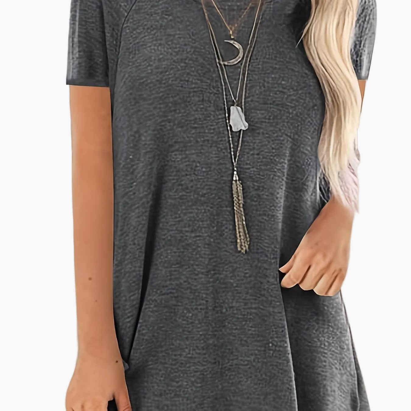 Damen Tunika T-Shirt mit kurzen Ärmeln und lockerem Schnitt – Bequemes Freizeit-Oberteil für Alltag und Büro