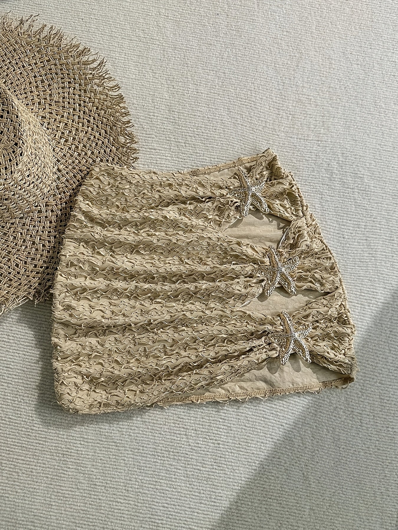 Damen Mini-Strandrock mit Seestern-Dekor und Cut-Outs – Modischer Beach-Look