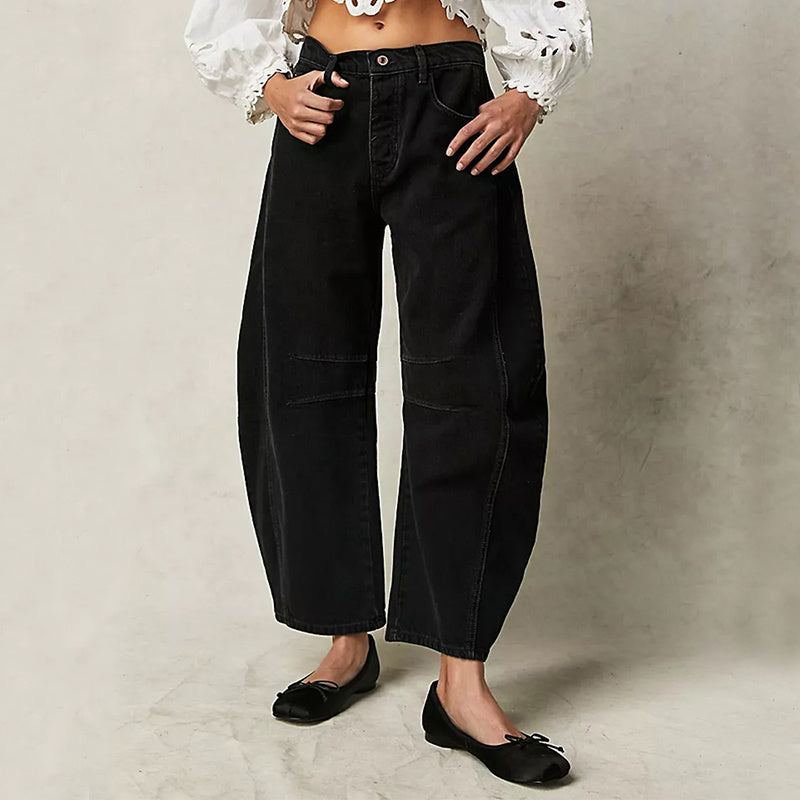 Damen Sommerhose – Weite High Waist Freizeithose mit geradem Bein für Büro oder Alltag