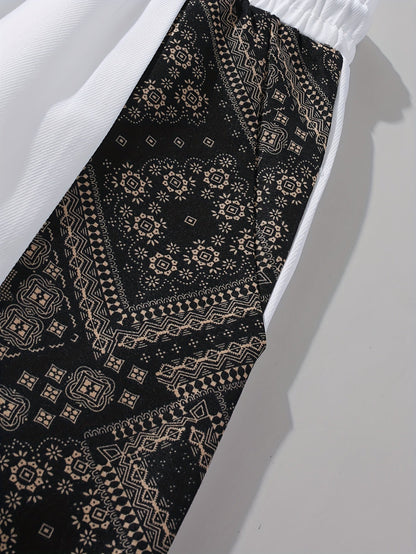 Herren Streetwear Shorts mit Ornamentmuster und grafischen Seiteneinsätzen – Modern Freizeit