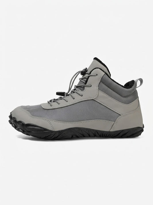 Unisex Barfußschuhe Grau Schwarz Schnellschnürung Mittelhoch