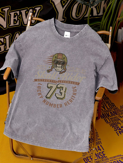 Herren Vintage Graphic T-Shirt Skull Rider 73 – Retro Style Freizeitshirt