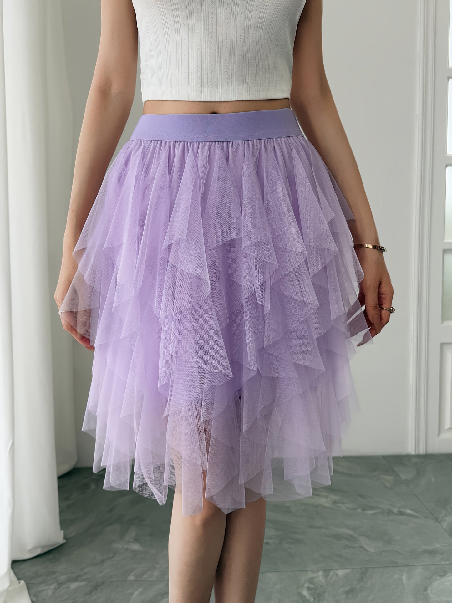 Damen Tüllrock mit Stufen-Design – Verspielter, femininer Look für Alltag und besondere Anlässe