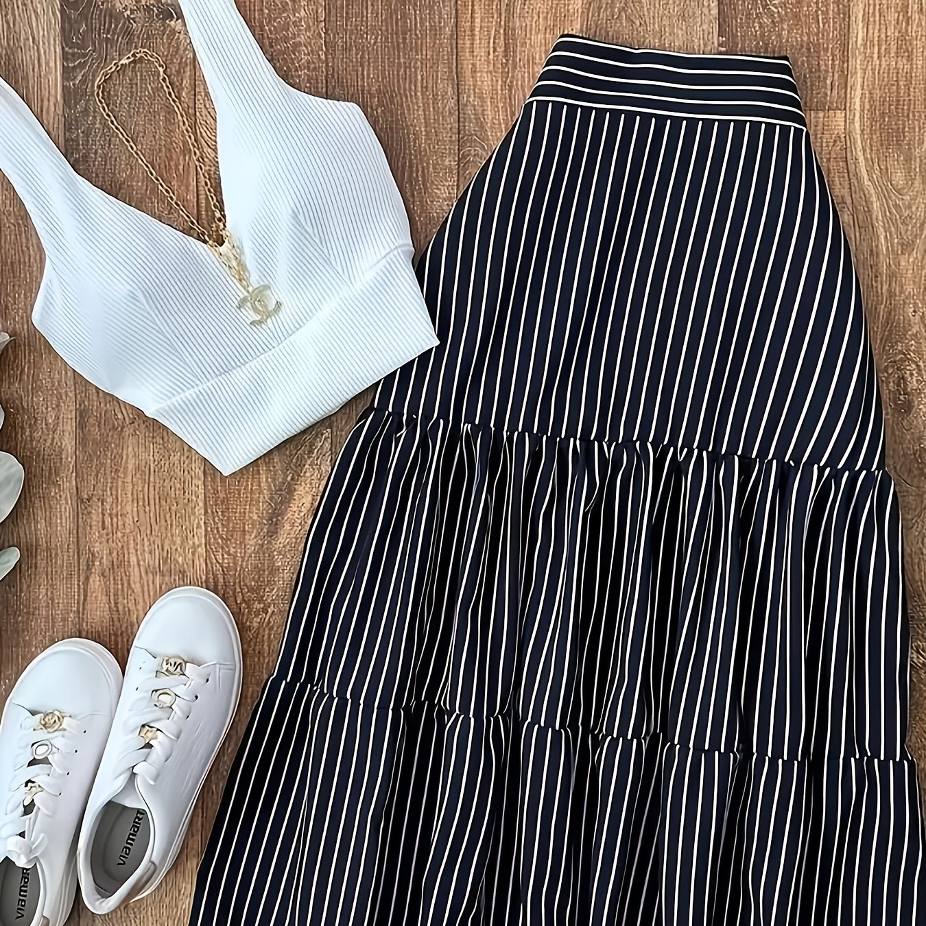 Damen Resort Style Set – Elegantes Zweiteiler-Outfit mit Top und Maxi-Rock, Freizeit & Urlaub