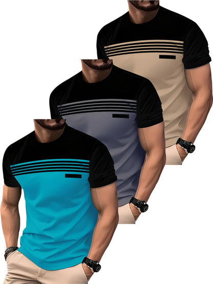 Herren T-Shirt im Biker-Stil mit Streifen – Lässiges Freizeitshirt für Motorradfans