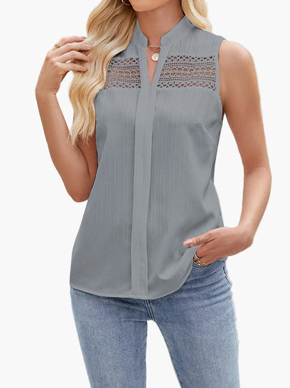 Damen Elegante Ärmellose Bluse mit Spitzendetails für Freizeit und Büro