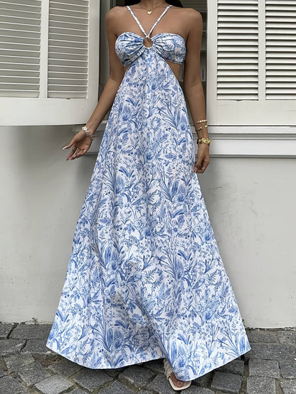 Damen Maxikleid mit Blumenmuster und Cut-Outs – Eleganter Sommerstil für Freizeit & Events