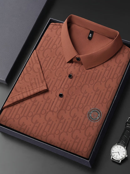Herren Poloshirt mit modernem Muster und Knopfleiste – Stilvoll für Freizeit & Alltag