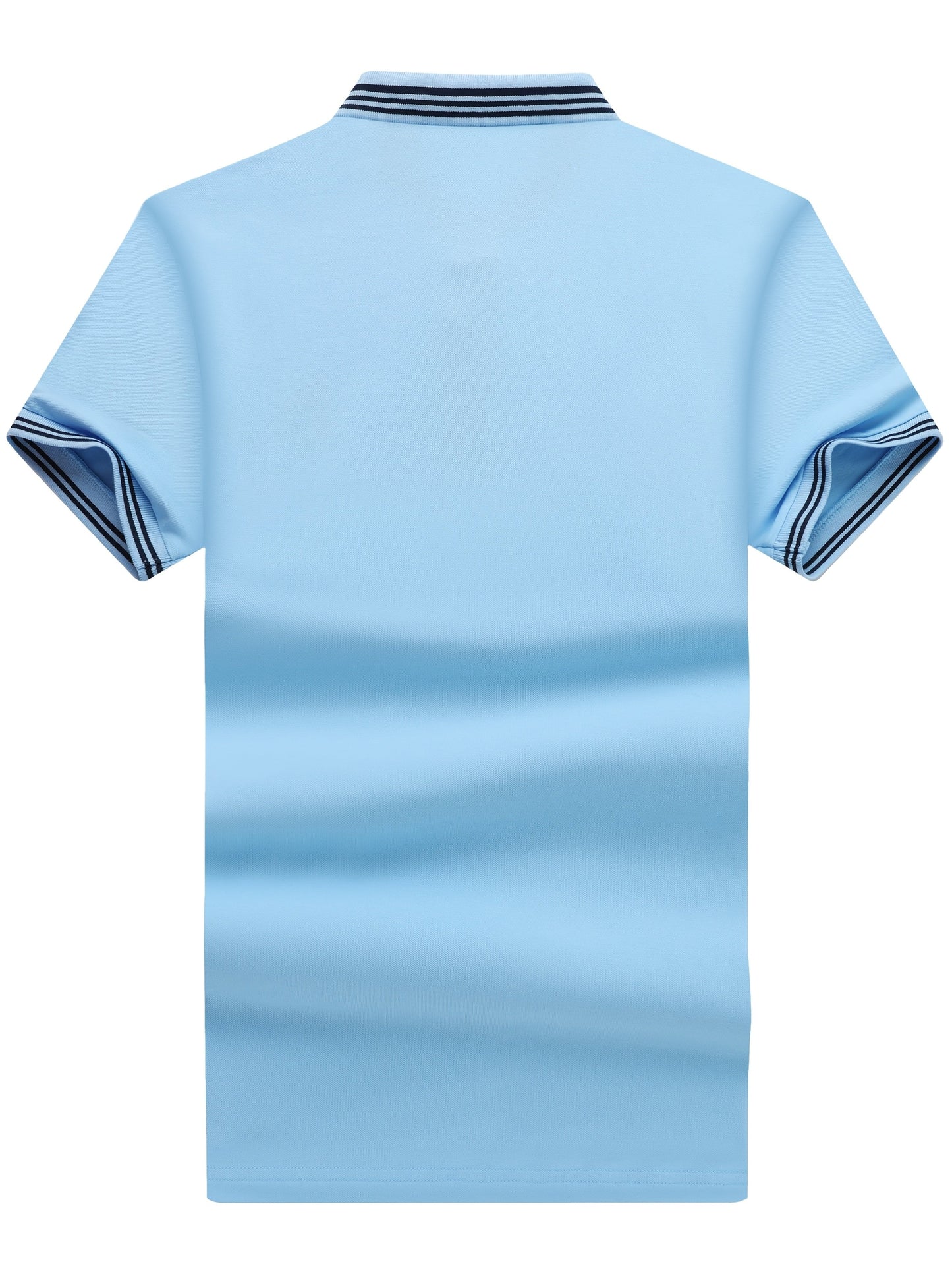 Herren Poloshirt mit gestreiftem Kragen und sportlichem Wappen – Klassischer Freizeitstil