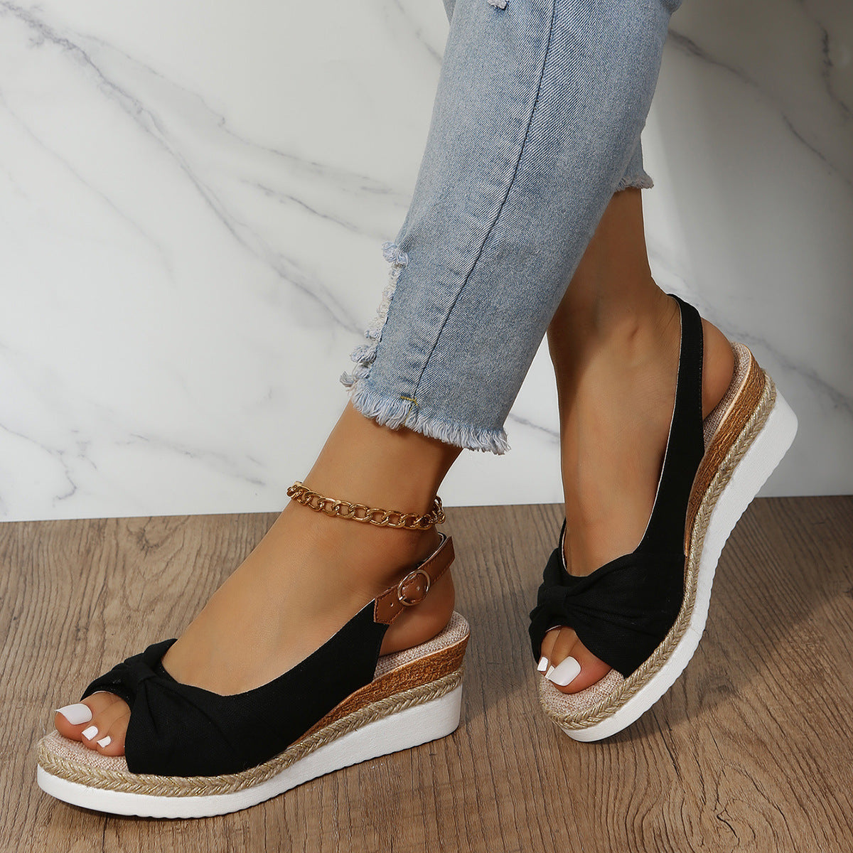 Joan – Sandalen mit Hanfseil und Schleife