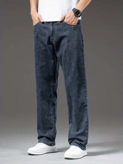 Herren Jeans Regular Fit Weit Bequem Freizeit Basic Denimhose