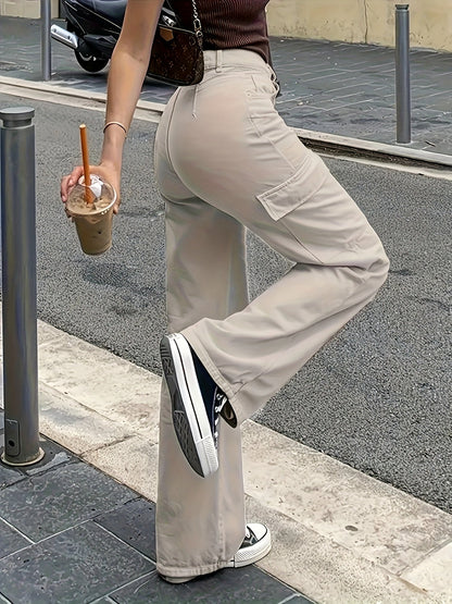 Damen Cargo Hose mit weitem Bein und Taschen – Modischer Freizeitstil für Alltag und Urlaub