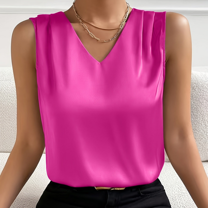 Damen Elegante Ärmellose Bluse mit V-Ausschnitt – Perfekt für Büro & Alltag