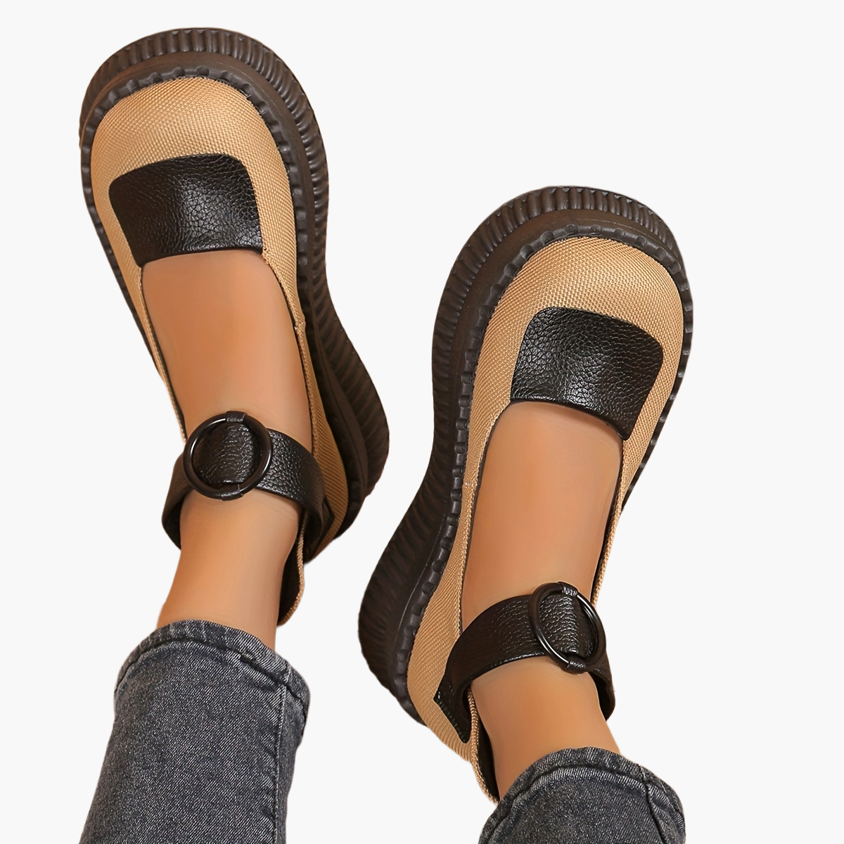Damen Vintage Mary Jane Plateau-Schuhe für Alltag und Freizeit