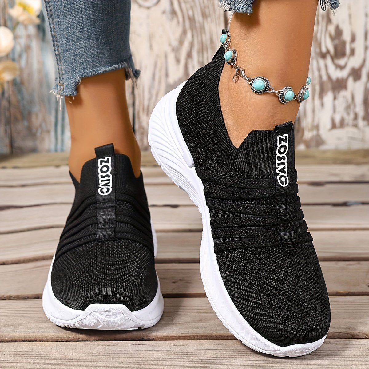Damen Slip-On Freizeitschuhe mit Streifen – Bequeme Alltagssneaker für Freizeit & Spaziergänge